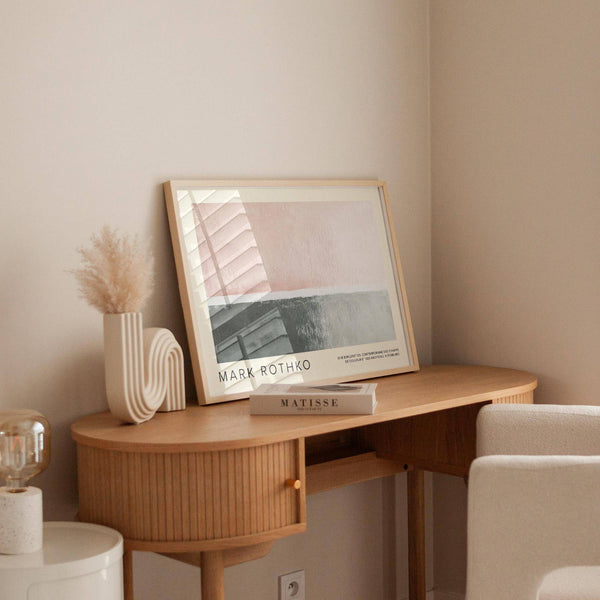 Extended format horizontal wall decor with pastel palette for living rooms