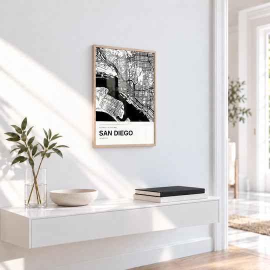 San Diego Black and White Map Print — Personalised