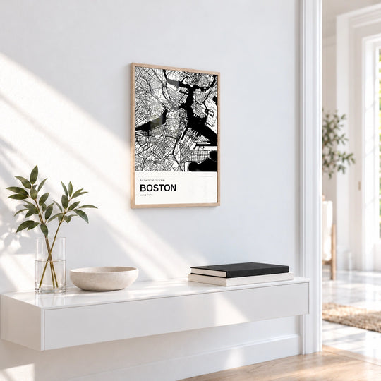 Boston Black and White Map Print — Personalised