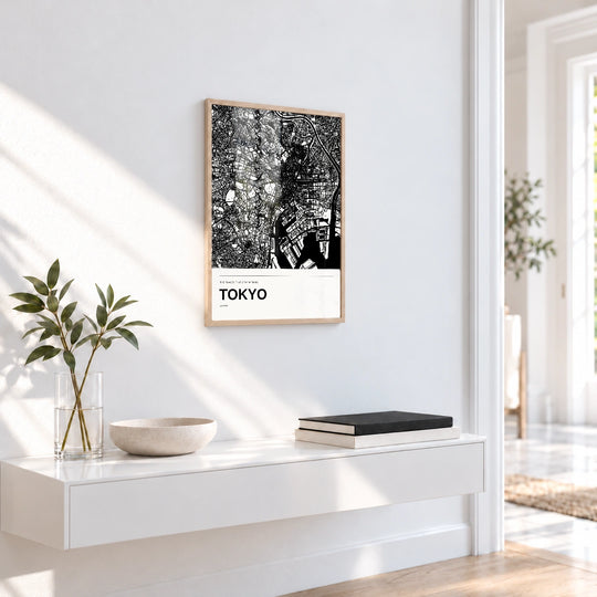 Tokyo Black and White Map Print — Personalised