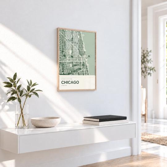 Färgglad Chicagokarta på papper - personlig väggkonst