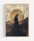 Japanese-inspired samurai and mountain artwork