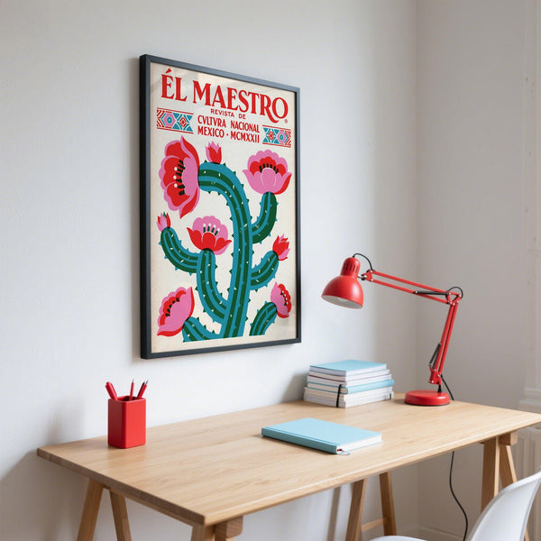 Retro cactus wall décor in the style of Mexican heritage art.
