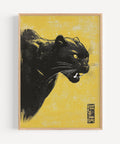 Modern Japanese black panther wall art in Japandi style, perfect for minimalist decor
