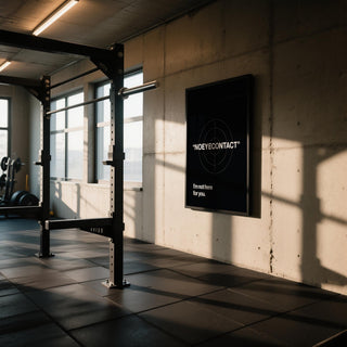 Bold gym art saying “Not here for you” in white text.