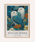 Blue and white owl Wall Art Unique print for nature-themed living rooms
