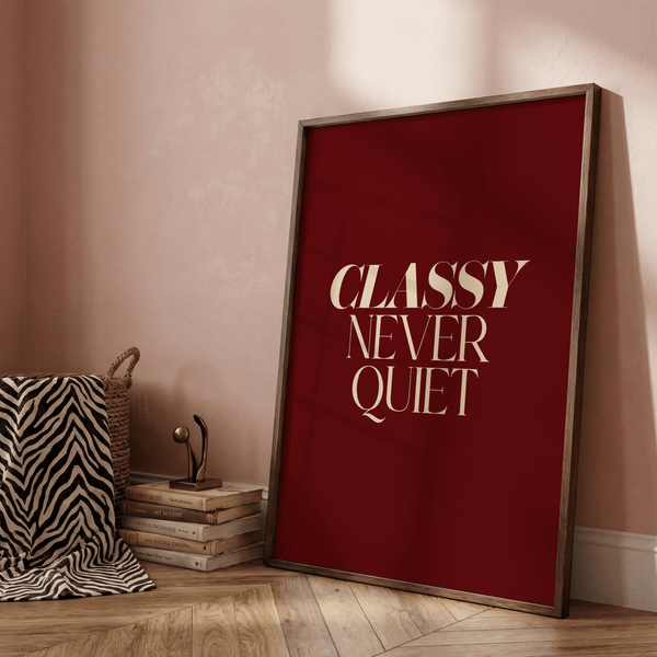 Text-forward artwork pairing a red background with crisp beige lettering