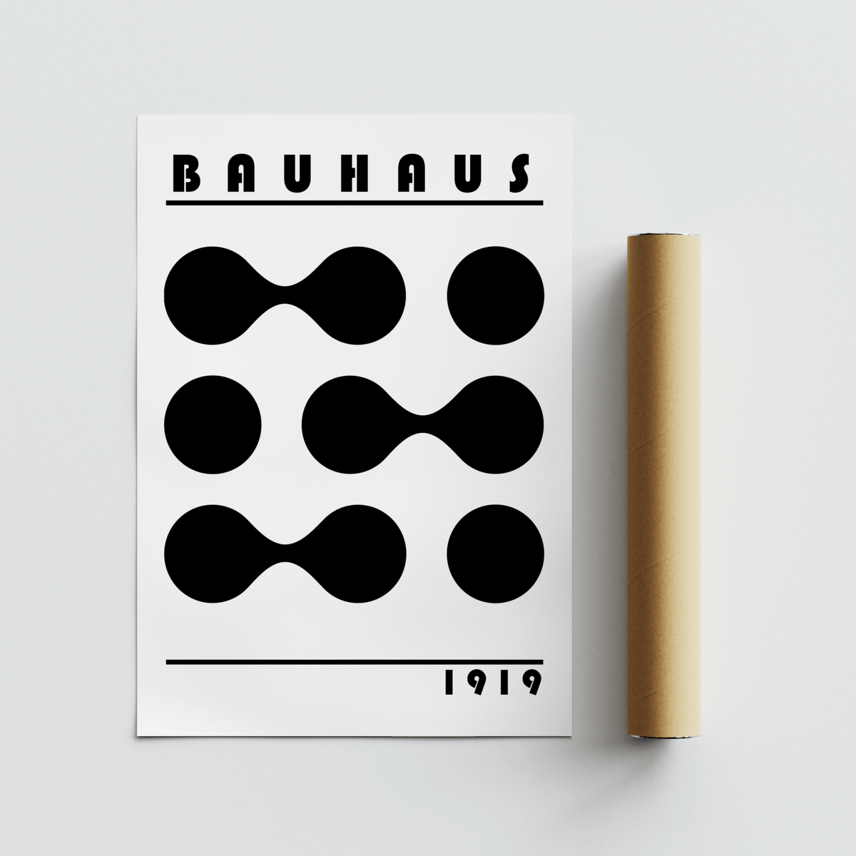 Minimalist Geometric Print with black and white shapes for living room