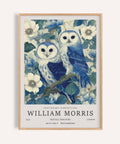 Vintage Owl Print with two blue owls on a branch for classic bedrooms