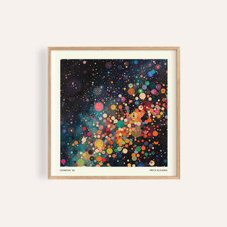 Galaxy Posters framed print of colourful circles galaxy in abstract minimalist style
