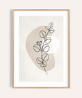 Botanical Line Art Print showing single stem sketch over neutral shapes