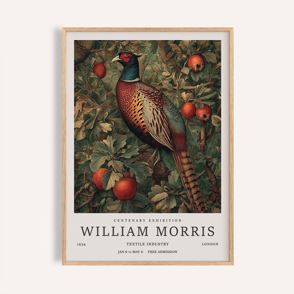 Deep green and red Pheasant Wall Art for rustic kitchen décor