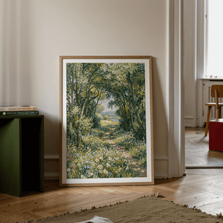 Impressionist Art Print featuring yellow hues and natural landscape for office wall art