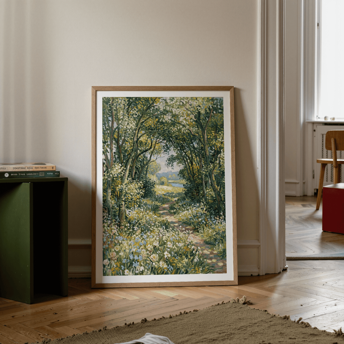 Impressionist Art Print featuring yellow hues and natural landscape for office wall art