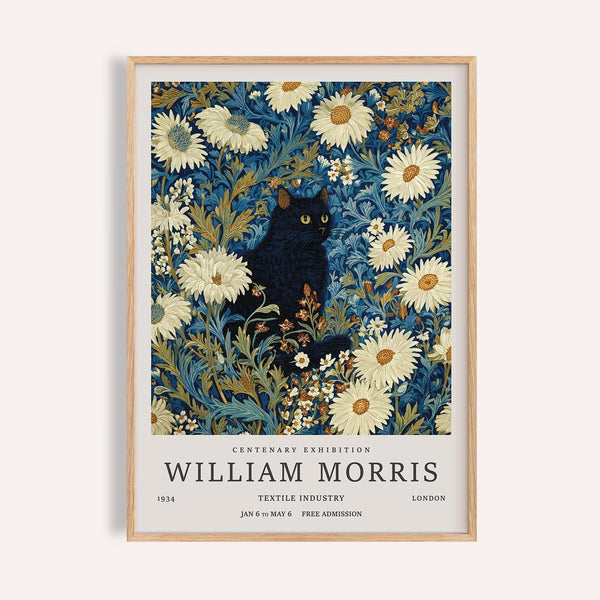 Vintage botanical Black Cat Art Print ideal for home libraries