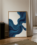 Blue Line Wall Art poster for modern living room, blue beige theme