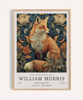 William Morris Fox Print featuring navy background and golden foliage