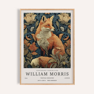 William Morris Fox Print featuring navy background and golden foliage