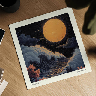 Modern Japanese art pictures with minimalist ocean designs