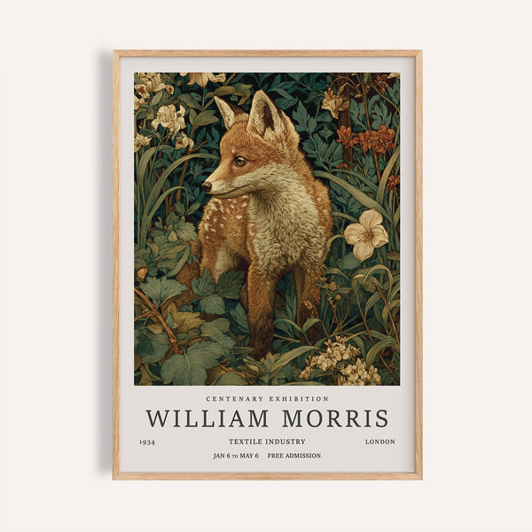 Cottagecore Wall Art showing a fox in green floral setting for rustic bedrooms