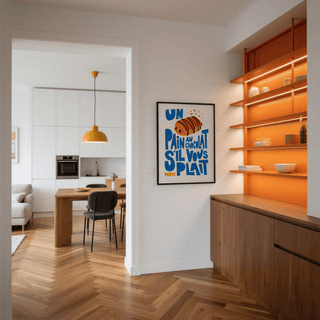 Pain Au Chocolat Print with Brown pastry illustration, office wall art