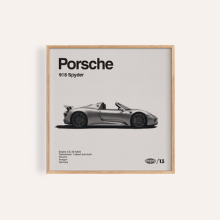 Porsche Car Art Print in black and white for office wall art