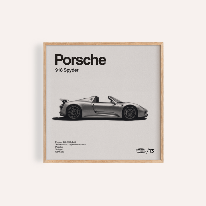 Porsche Car Art Print in black and white for office wall art