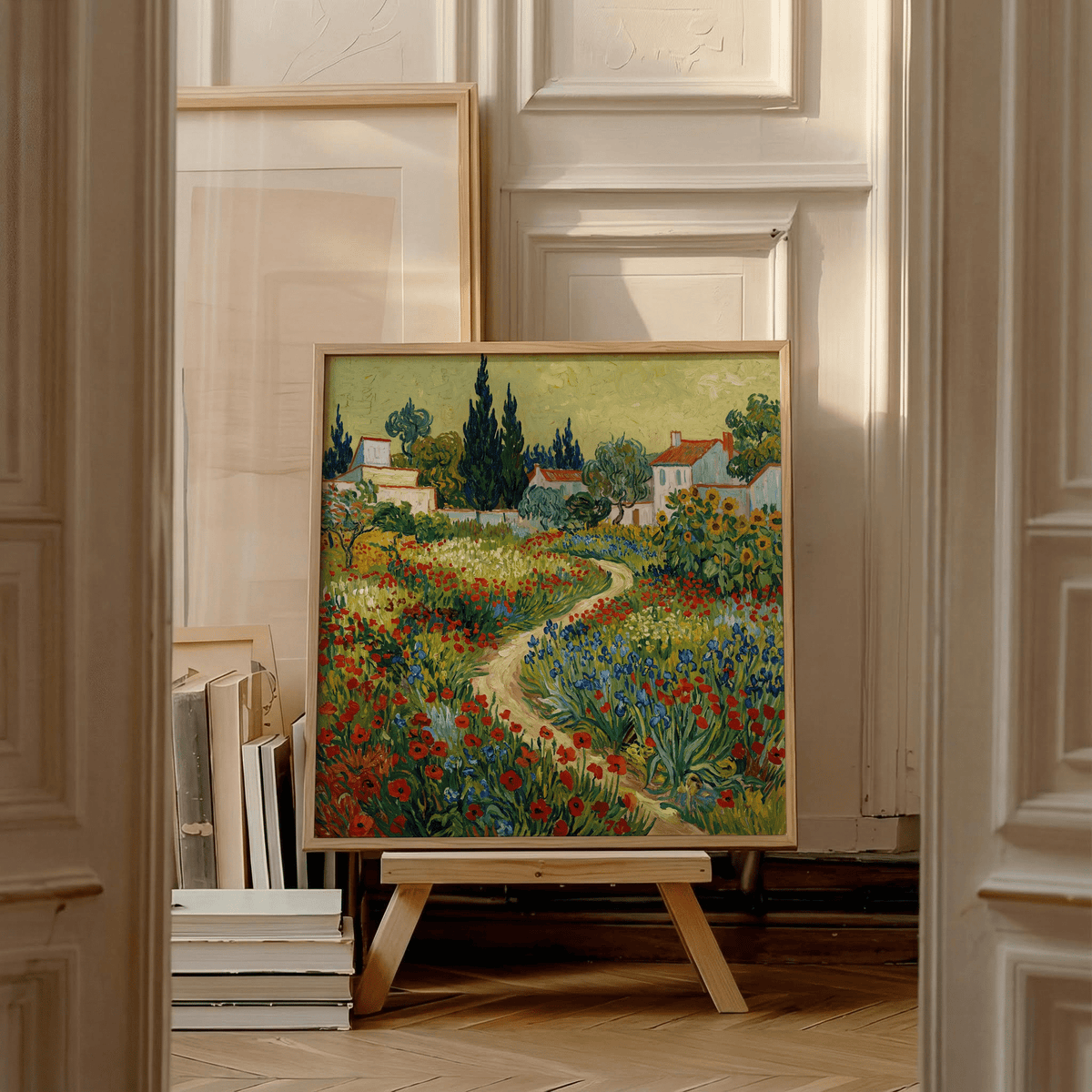 Flower Garden Art Print in yellow room, colorful nature art print