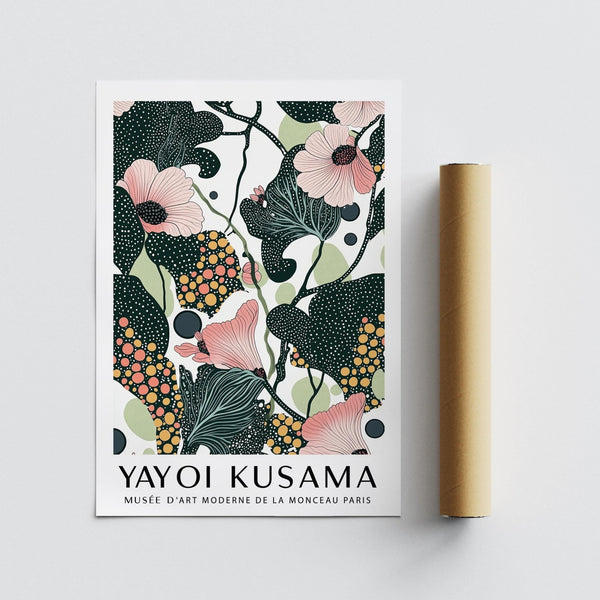 Contemporary wall art with pink floral focus and graphic balance