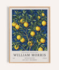 Lemon Wall Art for Kitchen with golden citrus and blue foliage for pantry walls