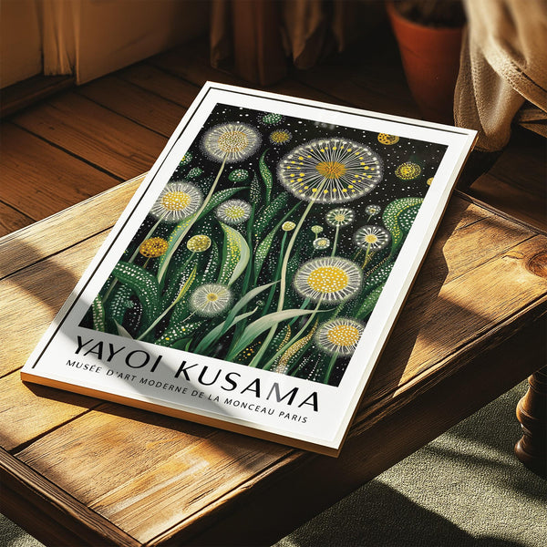 Abstract modern floral wall art with botanical shapes and dotted details.