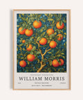 Orange Tree Wall Art with ripe citrus against blue florals for kitchen walls