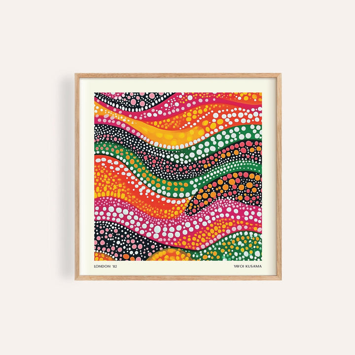 Abstract art colorful print with bold waves and dots for modern decor