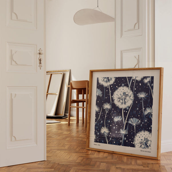 Deep blue background navy and white wall art for calm interiors