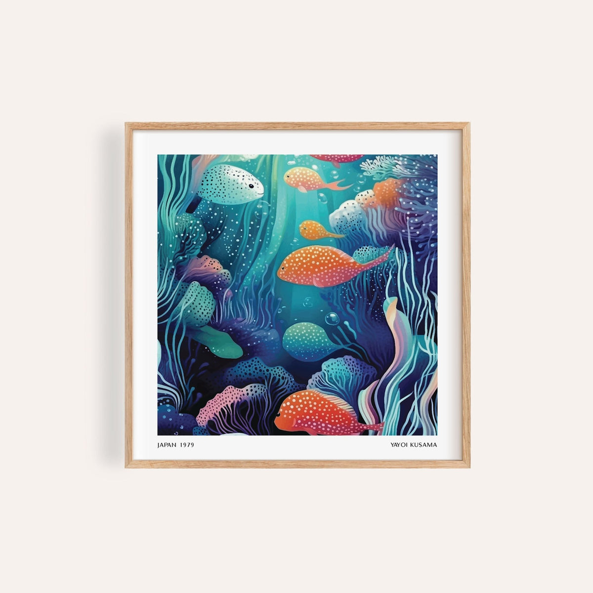 Underwater artwork featuring Kusama-inspired coral reefs