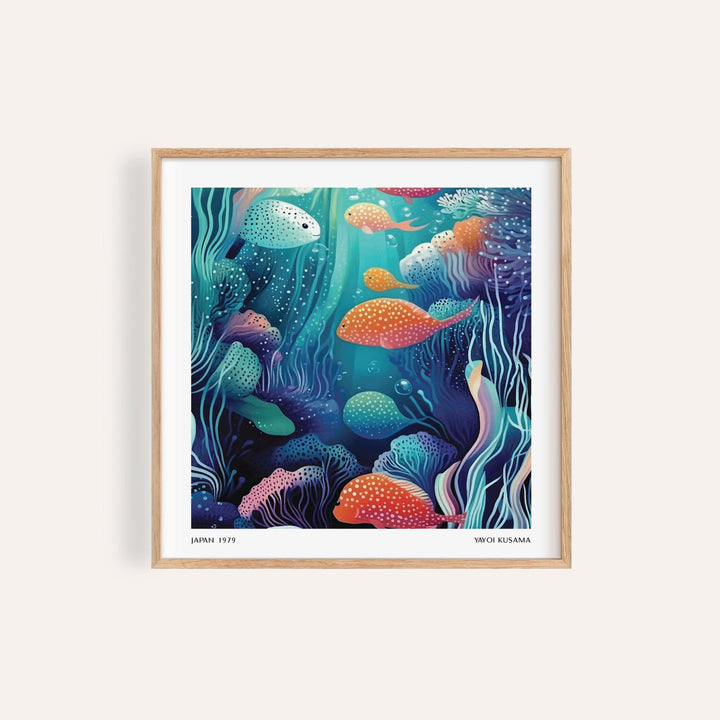 Underwater artwork featuring Kusama-inspired coral reefs