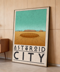 Depicting Asteroid City Poster poster design with retro lettering and horizon line