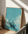Blue Elephant Nursery Animal Poster wall art for baby nursery decor
