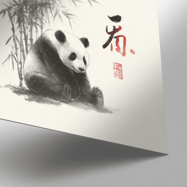 Panda Art Print Gray and White for child's room wall art