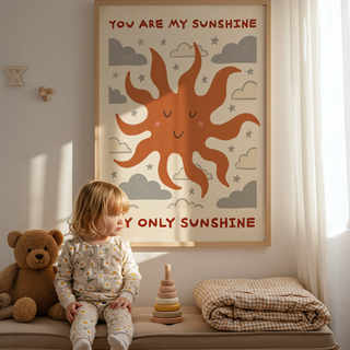 Hand-lettered Sunshine Quote Wall Art with “You Are My Sunshine” and “My Only Sunshine” text