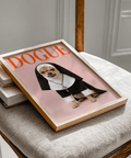 Chihuahua Nun Costume Art poster with dog in nun costume, Black and White