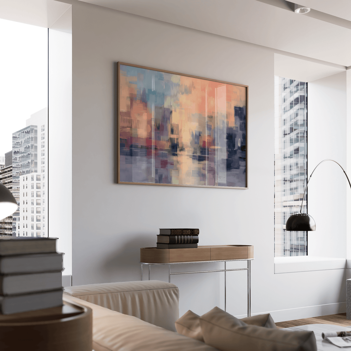 Abstract Sunset Art Print in multicolored shades for hallway art print