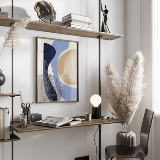Modern Poster Design art print for creative studio with Beige and Blue hues