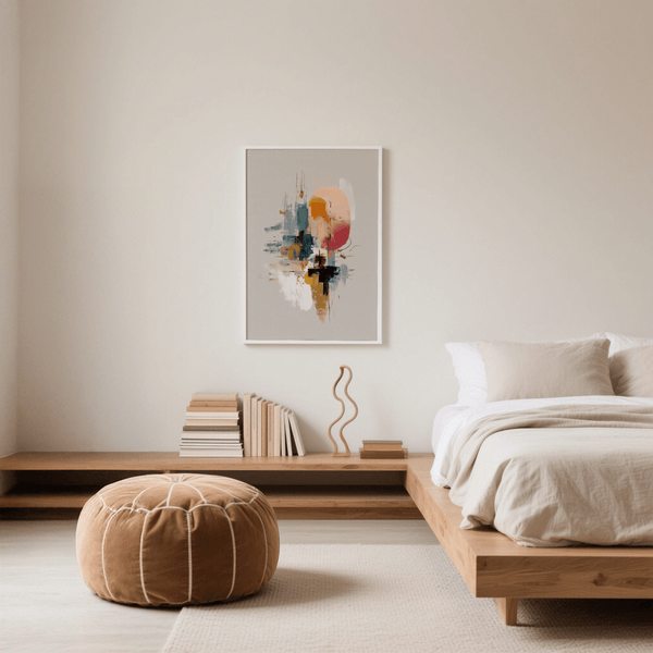 Colorful Poster Print featuring gray and beige for bedroom decor art print