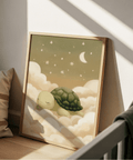 Cute Turtle Wall Art with white clouds for kids room wall art
