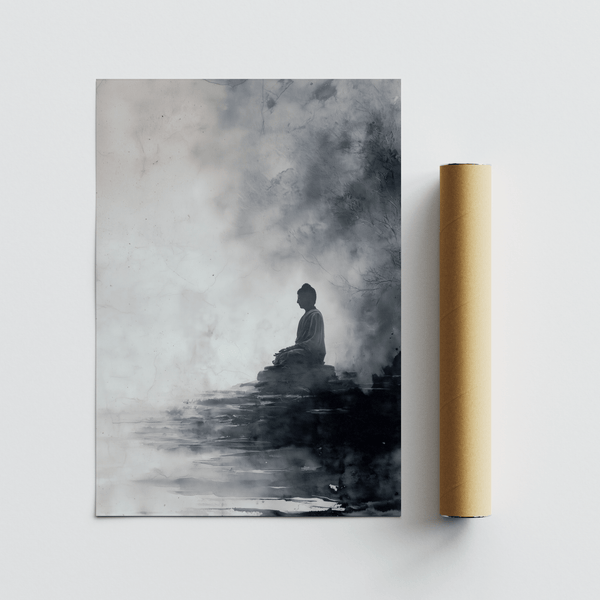 Spiritual Decor Poster featuring meditative scene, great for study room wall art