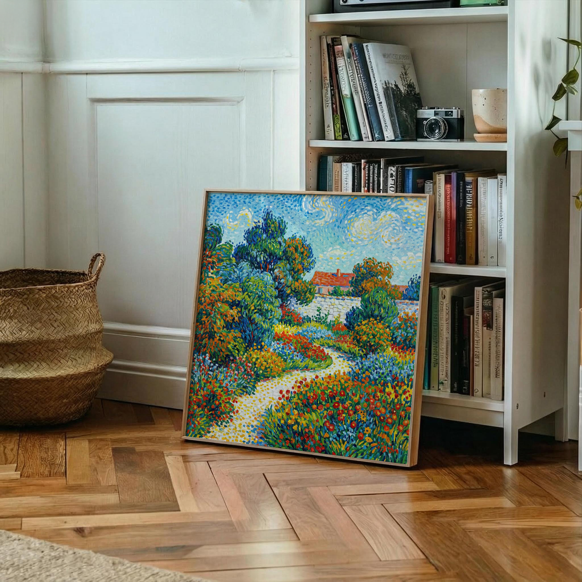 Colorful Flower Garden Print wall art with vivid Multicolored flowers, great for office