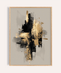 Gold Wabi Sabi Print with gold, black, and beige for living room wall art