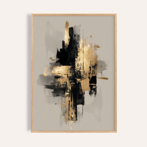 Gold Wabi Sabi Print with gold, black, and beige for living room wall art