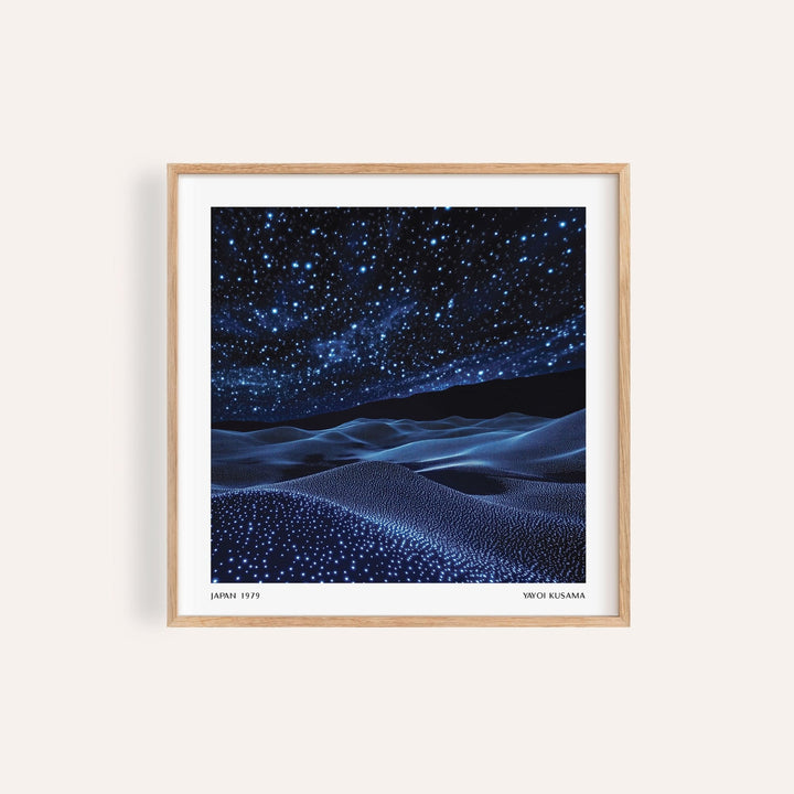Navy blue wall art featuring celestial nightscape design